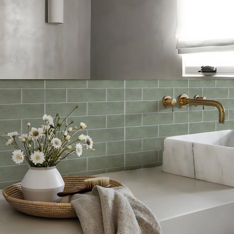 Tile Transfer Stickers for Bathroom Kitchen Backsplash Tile Transfer Tile Peel and Stick Vinyl Tile Peel and Stick Wall Tiles 8 Inch 10 Pack (1/5)