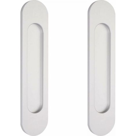 FLITI Selbstklebende ovale Schiebetürgriffe Silber (15cm), flächenbündig aus Aluminium, ohne Bohren