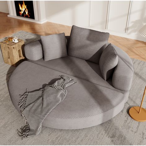 Sofá cama plegable 173/176 cm gris marrón en pana, 2 en 1 con 3 cojines y apertura sin montaje (1/5)