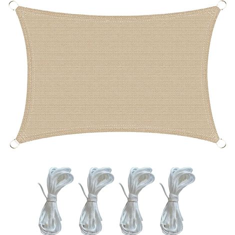 Rechteckiges Sonnensegel – 1-teilig – Beige Polyethylen – UV-Schutz – Garten, Terrasse, Camping – 3 x 4 m (1/4)