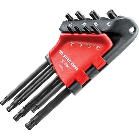 Facom Long L-Shaped Metric Torx Hex Key Set, 8-Piece (T10-T45)