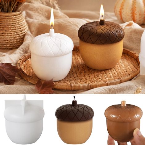 Moules en silicone pour bougies en forme de glands d'automne - Moule à bougie 3D - Pour sapin de Noël - Moule à bougie à mouler - Moules en silicone pour l'automne (1/5)