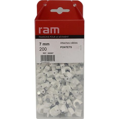 200 attaches pontet pour câbles et conduits Ø7 mm - Ram (1/4)