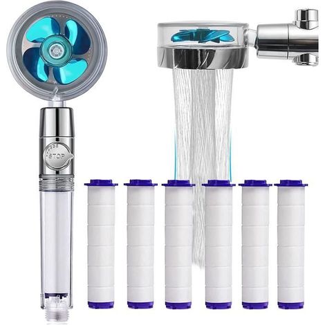 Douchette - Pommeau de Douche Anti Calcaire - 6 Éléments Filtrants - Économie d'Eau - Filtre Universel (1/4)