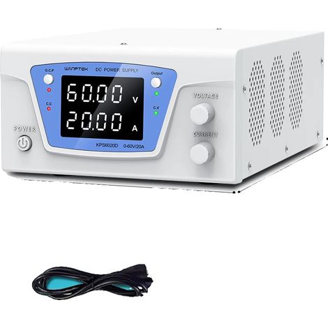 Fuente de alimentación de laboratorio, salida de voltaje ajustable, alta capacidad de potencia, 60 V 20 A, enchufe europeo de 220 V. (1/2)