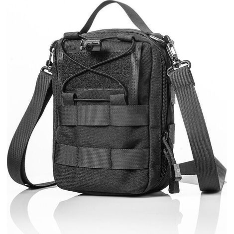 Trousse de premiers secours militaire, sac médical, sac tactique, trousse de premiers secours, étui EDC pour CS War Game, randonnée, escalade (01Black), (1/5)