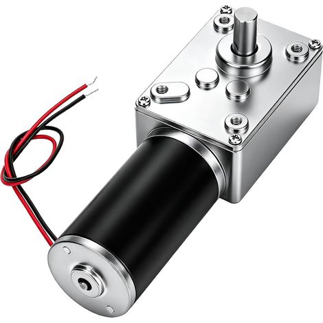 Reversible Worm Screw Motor, DC12V 10-400Rpm High Torsion Speed Electric Gearbox Motor, Worm Replacement Motor With 8mm D-Shaft (12V 200RPM) (1/5)