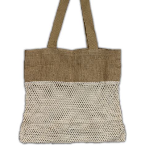 Sac en filet de jute et coton doux pur - Naturel- Vendu par 1