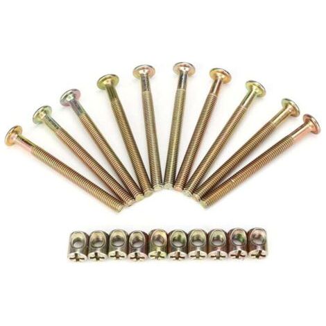 VURAHOME - M6 Meuble Boulon En, Vis Vis de fixation Acier Au Carbone 70mm Boulon D'écrou Ensembles avec 6mm Baril Noix Connecteur Attache - Lot de 10 (1/4)