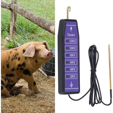 Comprobador de cercas eléctricas: 6 luces indicadoras, resistente al agua y portátil. Para granjas y jardines domésticos. (1/5)