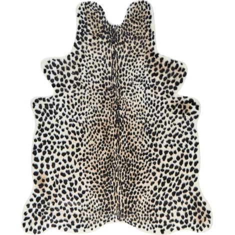 Modern Faux Fur Hide Area Rug Cheetah Print 150 x 200 cm Beige and Black Ossa (1/5)