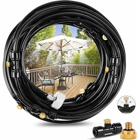 royaluxe -Brumisat Terrasse Exteri, Système de Brumisation Système de Refroidissement de Brumisation, Kit de Tuyau Brumisat pour Jardin Parasol Trampoline Serre Piscine（15M） (1/5)