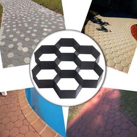 WOVTE DIY Moule de béton de chaussée, Moule de tremplin, Moule à pavé de pelouse de jardin Réutilisable 11.4x11.4 Pouces - Hexagone (1/4)