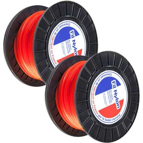 Fil nylon 4 mm x 50 m carré orange bobine par 2 (1/5)