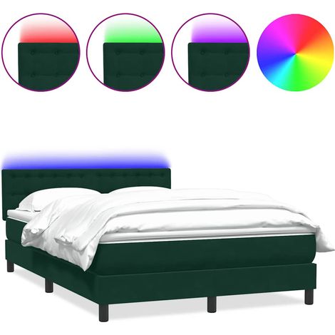 Maison Exclusive - Letto a Molle con Materasso e LED Verde Scuro 160x220 cm Velluto