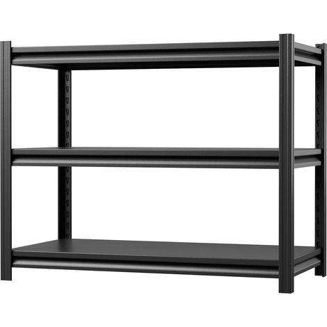 Étagère en métal robuste 100 x 80 x 50 cm avec 3 étagères réglables en métal Étagère de garage Étagère de rangement pour caves et ateliers Capacité de charge jusqu'à 300 kg Noir (1/5)