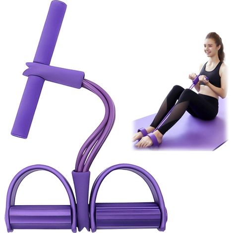 Multifonction Bandes Mise à Niveau 4 Tubes Élastique Musculation Fitness avec Pédales Poignées Cordes à Étirer en Latex Équipement de Résistance pour Domicile Gymnase Bureau (1/4)
