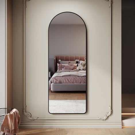 SIRHONA Miroir de maquillage indépendant en forme d'arc 1600 x 600 x 30mm, avec support amovible, adapté à divers styles de décoration, installation murale ou verticale (1/5)