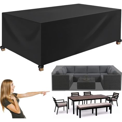 Housse de table de jardin rectangulaire 180x120x74 cm – Tissu Oxford 420D imperméable – Résistante à la déchirure – 4 sangles ajustables (1/4)