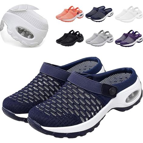 Sabots orthopédiques femme avec coussin d'air pour soulager dos et genoux, sandales décontractées pour femmes, mules confortables à semelle amortissante (1/4)