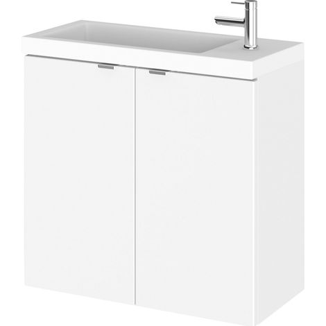 Hudson Reed Fusion Wall Hung 2-Door Vanity Unit with Compact Basin 600mm Wide - Gloss White (1/6)