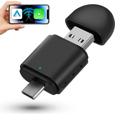 Adaptador inalámbrico Carplay y adaptador inalámbrico Android Auto, software Carplay inalámbrico para iOS/Android Auto, wifi de 5,8 GHz, conexión USB tipo C. (1/5)