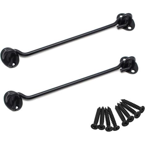 Cerrojo de acero inoxidable de repuesto con tornillo de 20 cm para puertas de cobertizos de jardín y garajes, color negro.