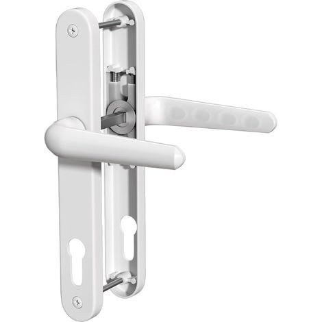 Bwintech UPVC Door Handle,White,92mm Axle,210mm Screw Centers,243mm Back Plate,High Quality Spring System,Suitable for All UPVC Entrance Doors,Patio Door (1/5)