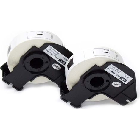 vhbw 2x Etiketten-Rolle mit Halter 17mm x 87mm (300 Etiketten) kompatibel mit Brother PT QL500BW, QL-550, QL-560, QL500BS Etiketten-Drucker