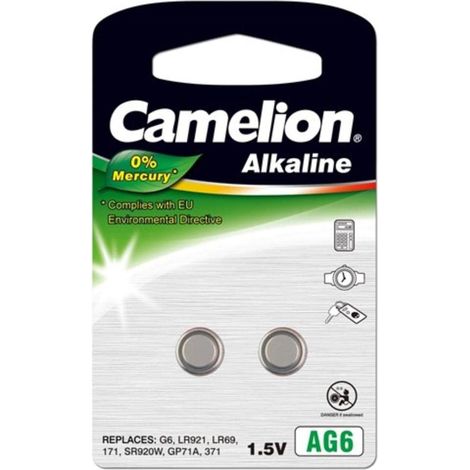 Camelion AG6 LR921 Alkali Knopfzelle 1,5V Blister(VE2) Multicolore
