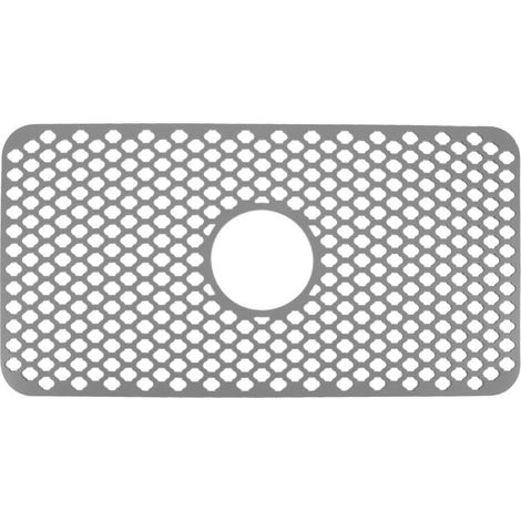 Tapis d'évier de cuisine isolé et creux, antidérapant, multifonctionnel, grande taille, en silicone gris. (1/5)