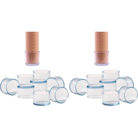 IPEA Casquettes en Silicone pour Chaises et Meubles - 16 Pièces - Pieds Patins Ronds pour Jambes en Bois, Plastique ou Fer de Chaises et Tables - Anti-Rayures et Antibruit - 30 mm - Transparent (1/5)