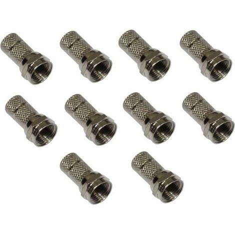 Connecteurs F mâle - AERZETIX - 6.8mm - 10 pièces - Coaxial - Antenne TV/Satellite