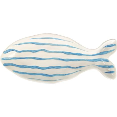 Signes Grimalt Plato Decoracion Plato Pez Ceramica Y Gres Azul 12x27x4cm 37315