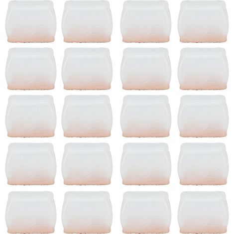 Protecteur de pieds de chaise, 20 pièces, pour plancher en bois dur, housse de coussin de meubles en feutre de caoutchouc, anti-rayures, bruit, rectangulaire Transparent L (1/5)