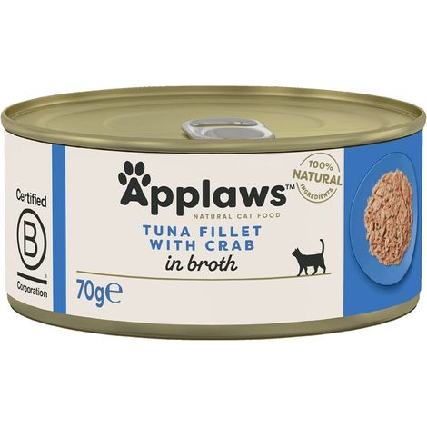 APPLAWS Filetto di tonno con granchio in brodo - cibo umido per gatti - 24x70g
