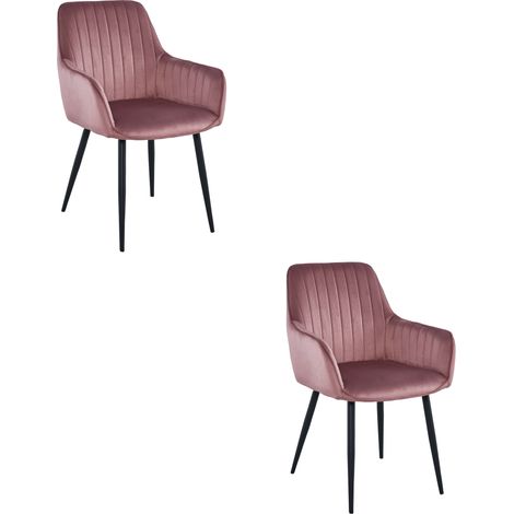 Silla SOLDEN - terciopelo rosa / patas negras x 2 (1/5)