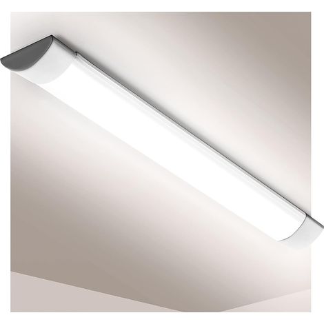 Réglette LED 60cm - 1 Unité - Acier et PMMA - Éclairage 2400LM - Bureau Garage Atelier - Blanc Froid 6000K