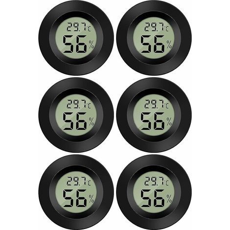 Mini Digital LCD Thermomètre Hygromètre Température Humidité -5070℃ 10%99% RH Thermomètre Portable Thermo Hygromètre Indicateur pour Bureau Cuisine Humidors Incubateurs Reptiles (6 PCSB) (1/5)