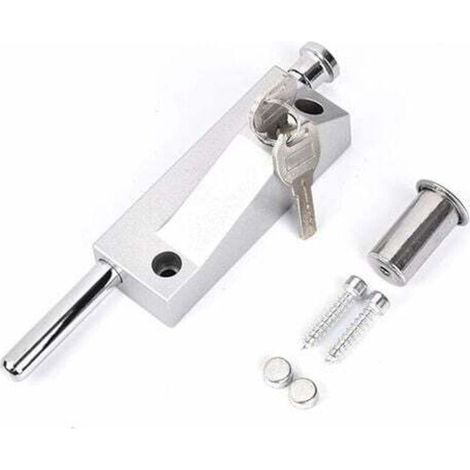 Verrou de porte multifonction - Pour porte de garage - Verrou de porte universel - Avec 2 clés - Pour usage intérieur et extérieur - Argent mat (1/4)