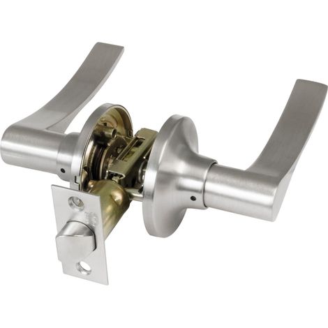 Poignée de Porte avec Serrure à Chant Carré - Rosace - Entraxe 60/70 mm - Chrome Mat - Zamak - pour portes en bois de 35 à 45 mm - Réglable et Réversible - Mod. 711 (1/5)