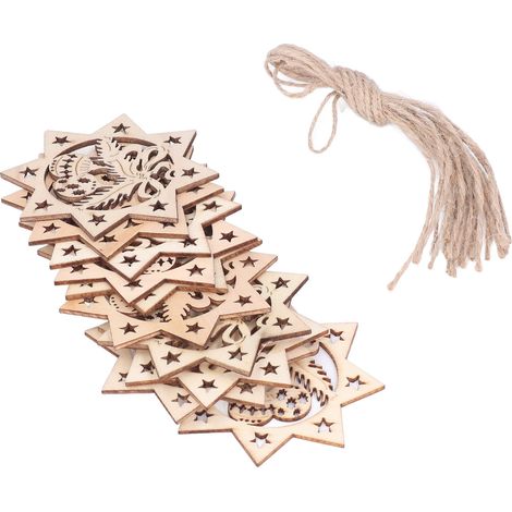 Décoration de Noël en Bois Pendentif Arbre Décoratif Creux DIY Ornement Maison Accessoire de Suspension (1/5)