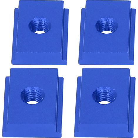 Lot de 4 écrous coulissants en T pour profilé 30 série M8, alliage d'aluminium, pièces de mouvement linéaire bleues pour menuiserie (1/5)