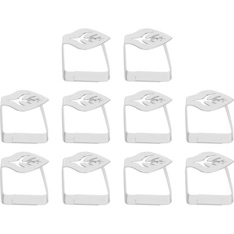 10Pinces de nappe en acier inoxydable, style feuille antidérapant, multifonctions pour famille, fête, café, argent. (1/5)