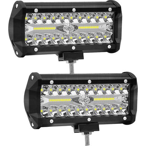 2 pièces 7 pouces LED travail lumière 120W projecteur 12V/24V voiture travail lumière 6000K 15000LM antibrouillard (1/4)