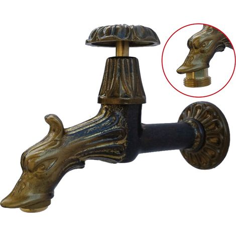 Rubinetto modello 119 in ottone con attacco per gomma per fontana da giardino casa 1/2"