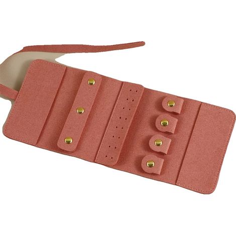 Organizzatore per gioielli, design compatto, scomparti multipli, rosa (1/2)