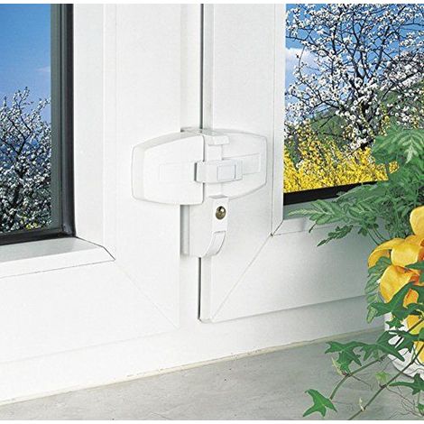 ABUS Verrou Supplementaire pour Fenetres DFS95 AL0145 - Securite pour Fenetres a Double Battant, a Cle Egale - Niveau de Securite 10 - 31721 - Blanc