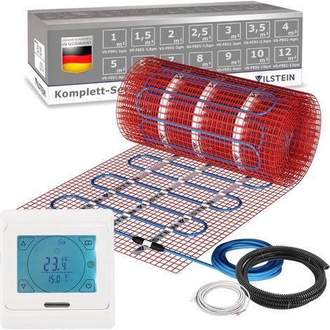 VILSTEIN© Elektrische Fußbodenheizung 150W/m² TWIN Technologie Elektro Komplett-Set - 9m² - 18m