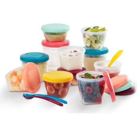 BABYMOOV Babybols Kit XXL MultiSet 12 pots de conservation + 3 cuilleres souples (1/5)